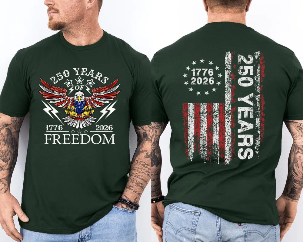 Men'S Casual American 1776-2026 Anniversary Printed Short Sleeved T-Shirt