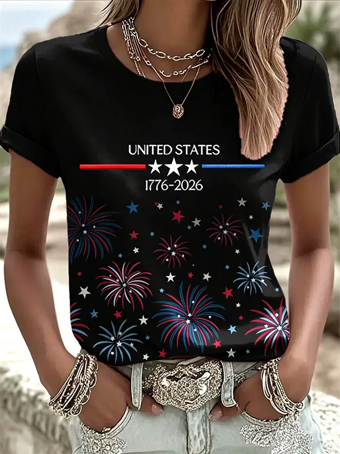 Women's USA Printed Casual T-shirt