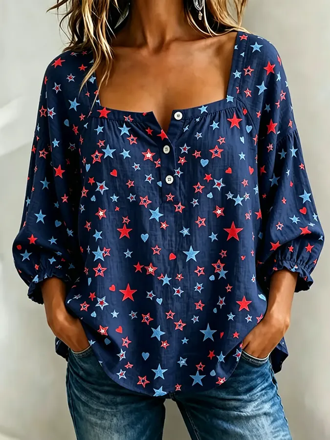 Women's 250th Anniversary Flower Art Print Top
