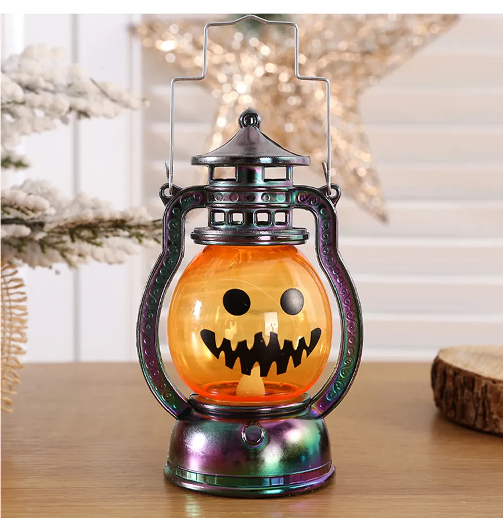 Halloween Pumpkin Lantern Ornaments Portable Night Lights （7.5*7.5*12.5cm）