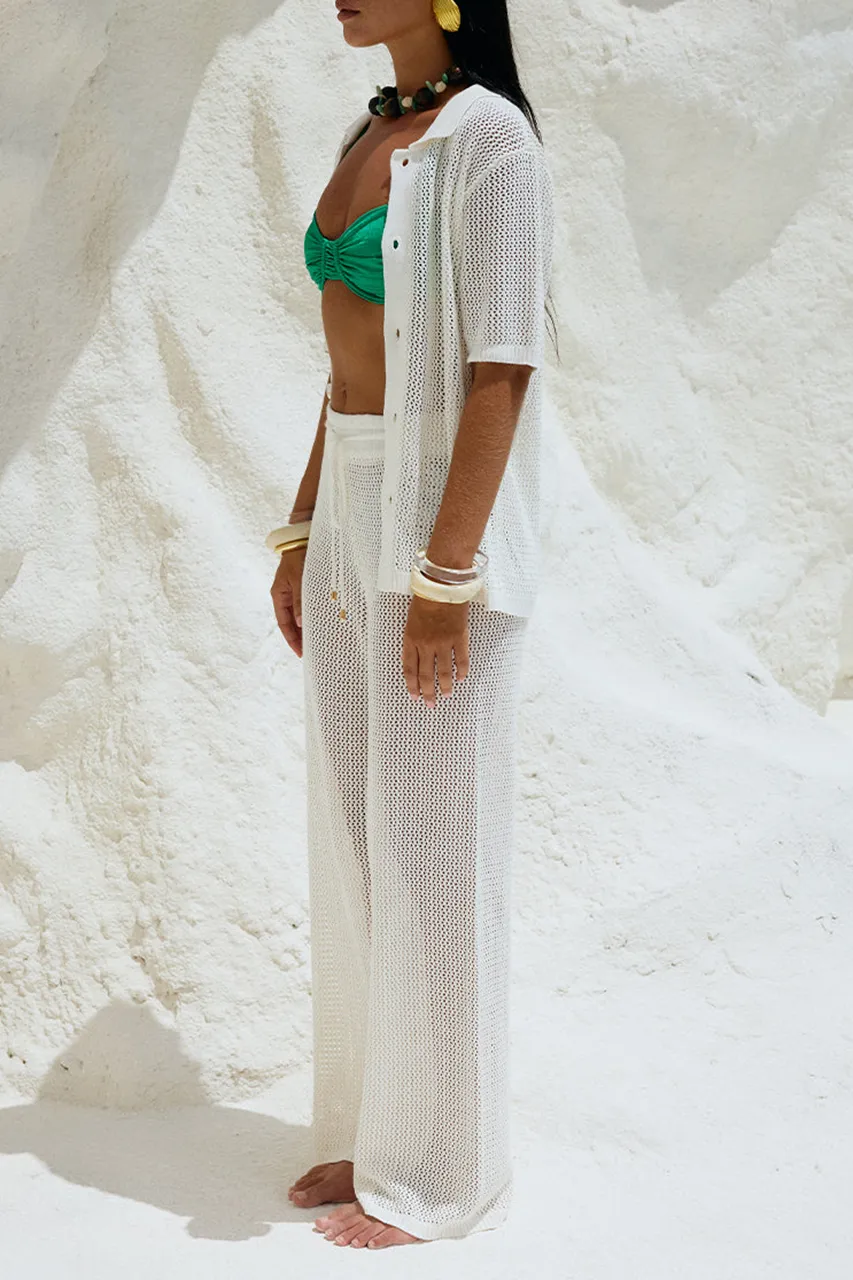 Sheer Patterned Loose Fit Beach Pants