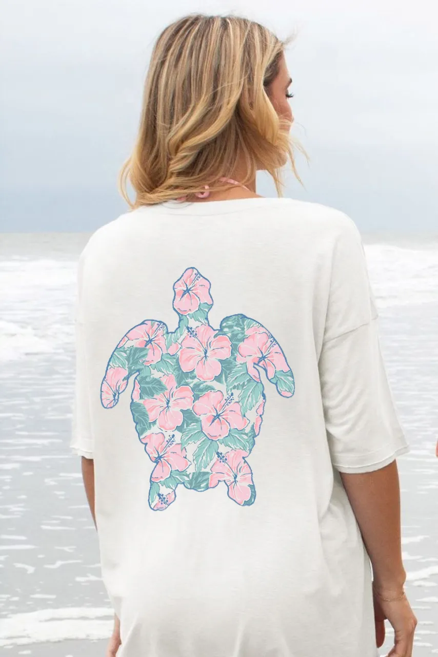 Turtle And Flower Graphic T-Shirt