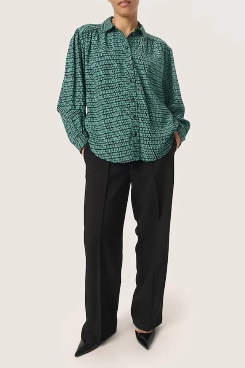 Textured Button Down Green Shirts