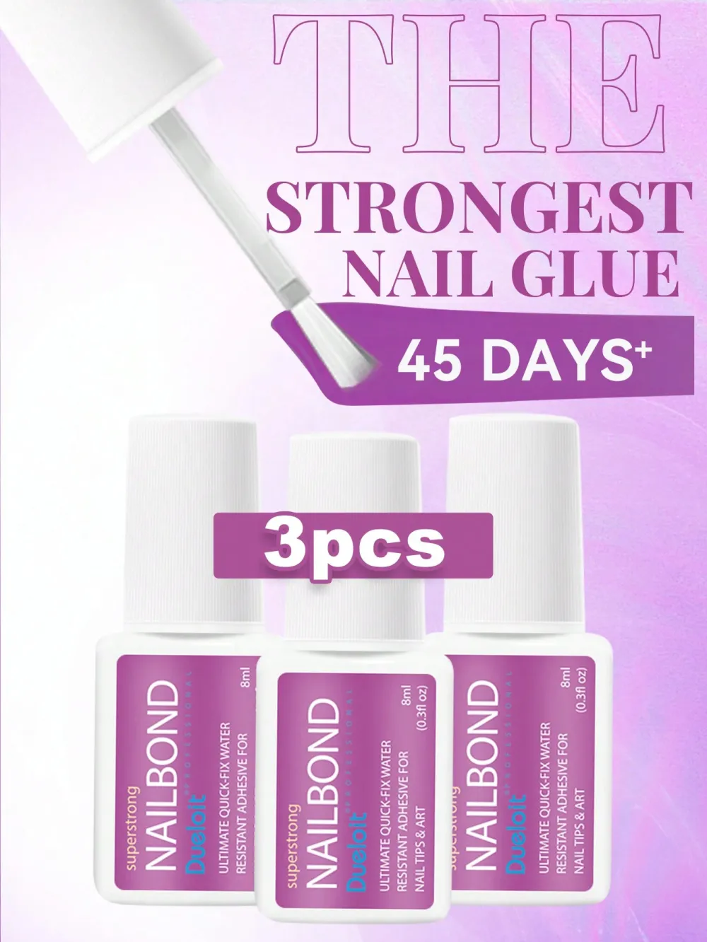 Nailhour 3pcs/5pcs/10pcs Extra Strong Nail Glue For Nail Tips & Press-On Nails (8ml)