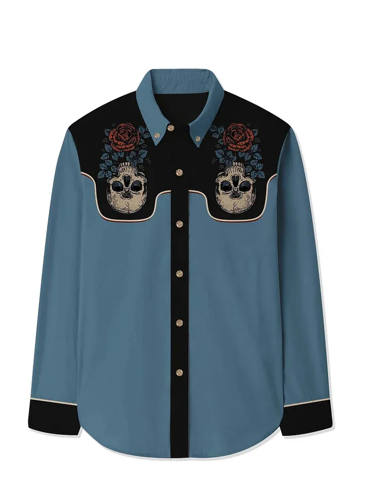 Halloween Skull Flowers - 100% Cotton Long Sleeves Shirt