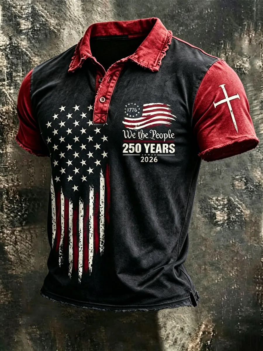 Men'S 250Th Anniversary Faith Printed Casual Polo Shirt