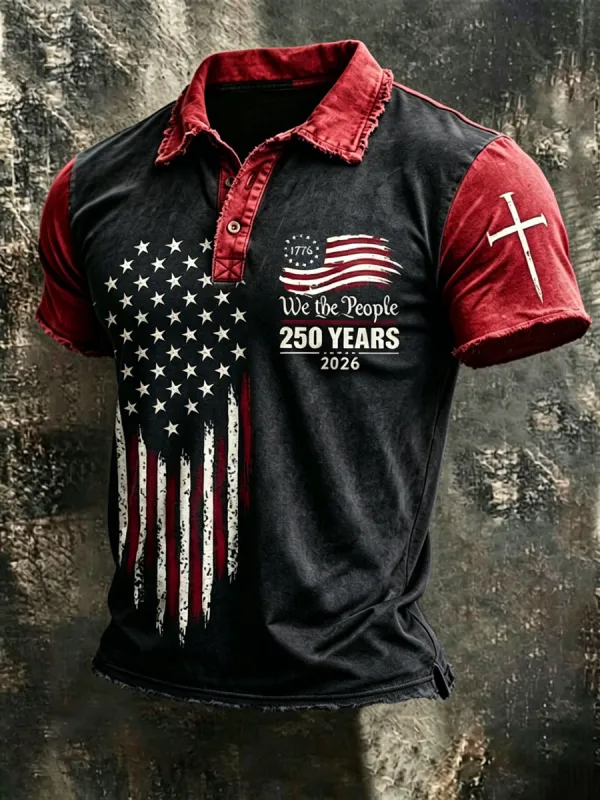 Men'S 250Th Anniversary Faith Printed Casual Polo Shirt