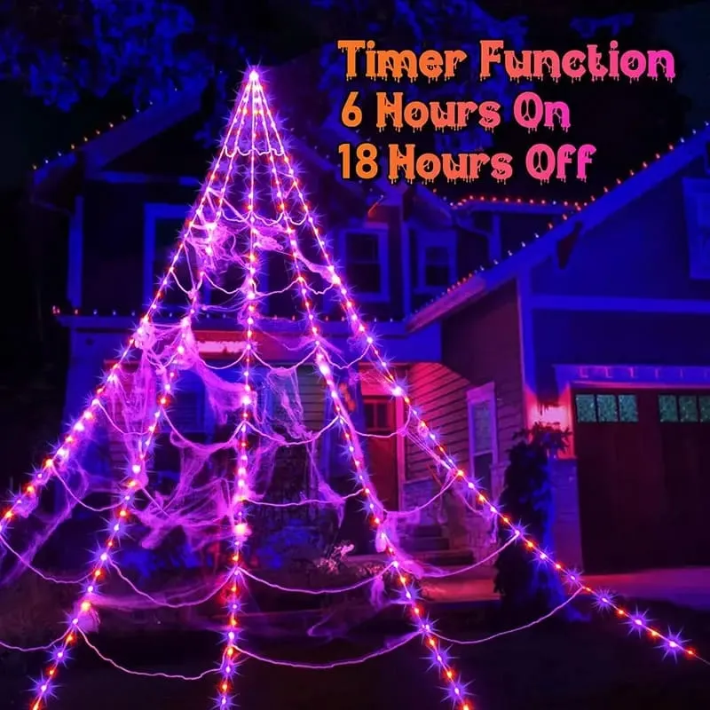 Glowing Spider Web LED Lights Halloween Aesthetic Spooky Lights For Outdoor Lawn Porch Garden