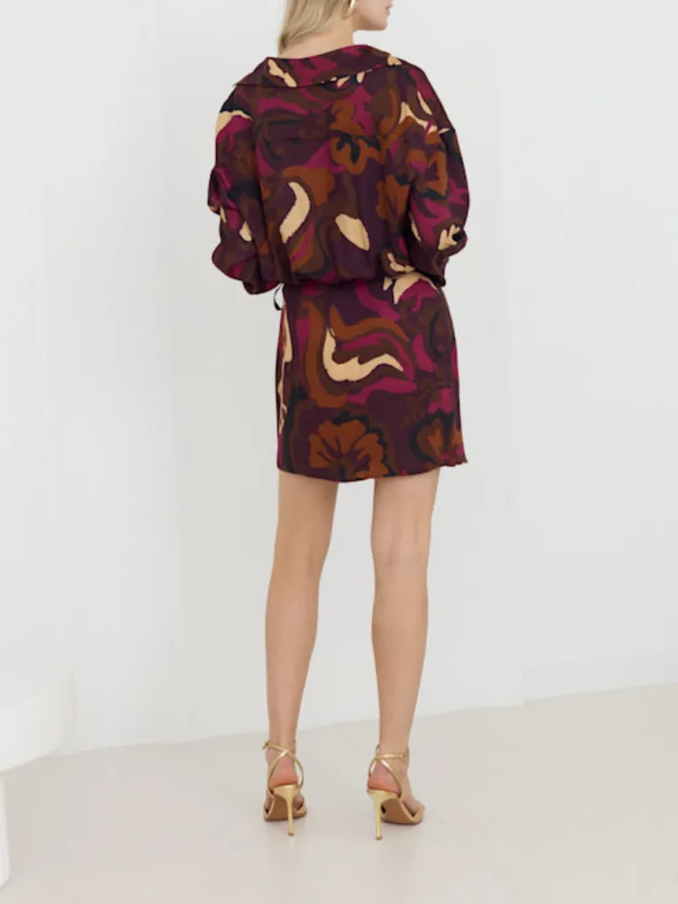 Casual Printed Half Button Dress