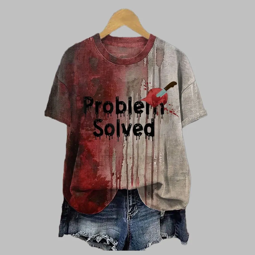 2025 Halloween Bloodstained Problem Solved Red Hat T-Shirt