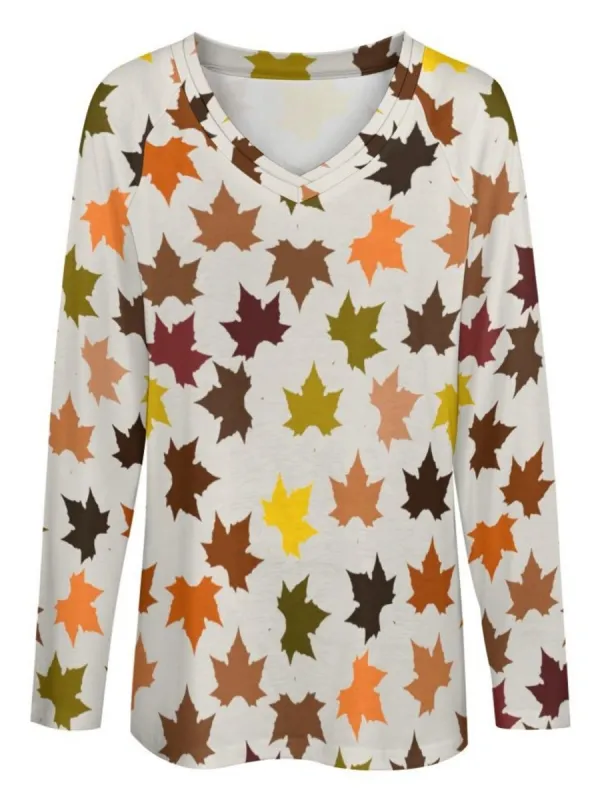 Maple Leaf V-Neck T-Shirt