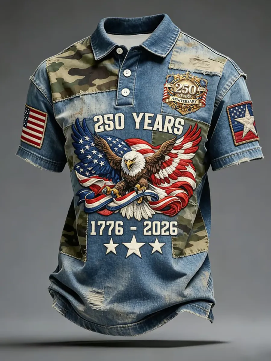 Men's 250th Anniversary Printed Casual Collar Shirt from the United States