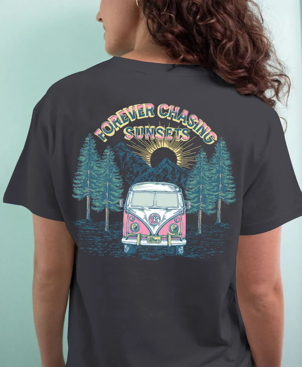 Forever Chasing The Sunset Forest Bus Graphic T-Shirt