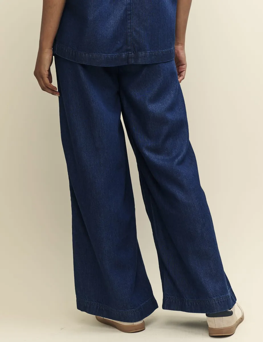 Dark Wash Denim High Rise Wide Leg Jeans