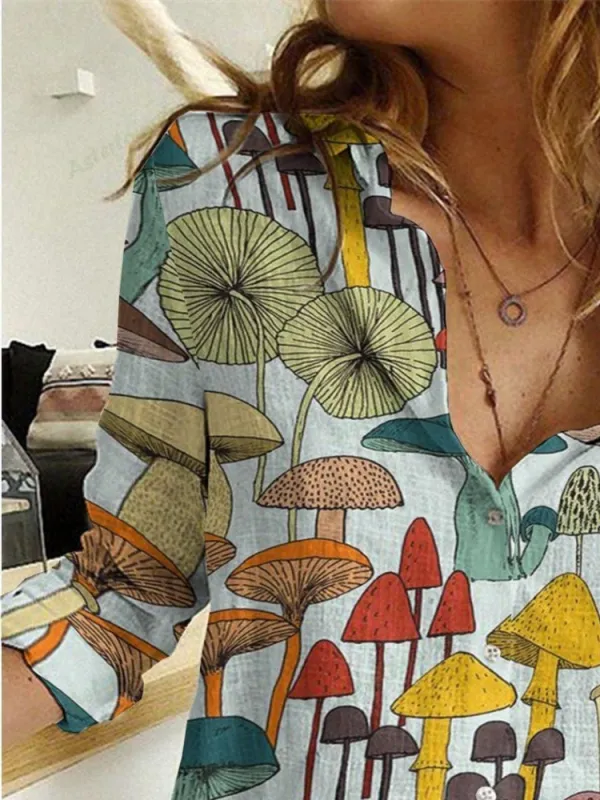 Whimsical Mushroom Design Shirt