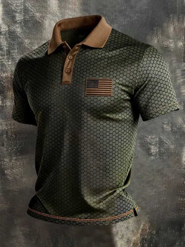 Men's Independence Day patriotic printed polo shirt