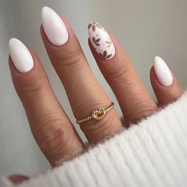 Nailhour Almond Medium White Daily 24Pcs Press On Nails