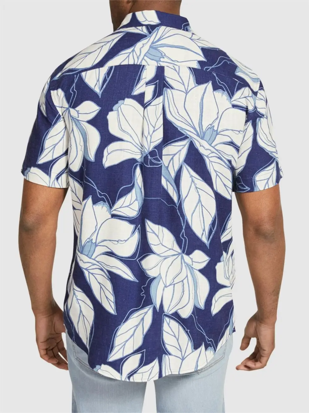 BLUE FLORAL SHORT SLEEVE SHIRT WITH TROPICAL AESTHETIC
