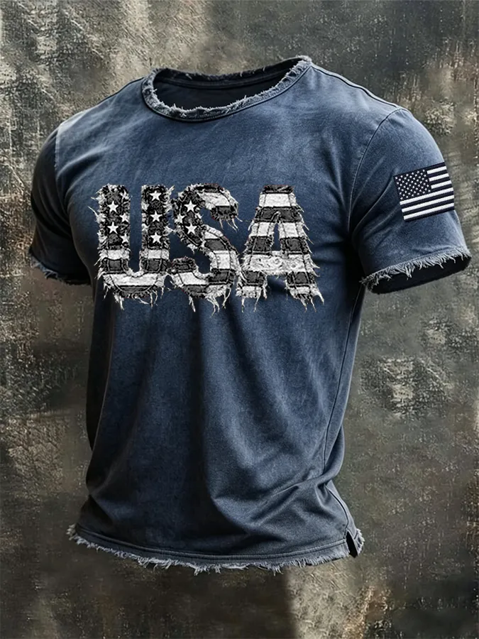 Men'S America Flag Printed Casual T-Shirt