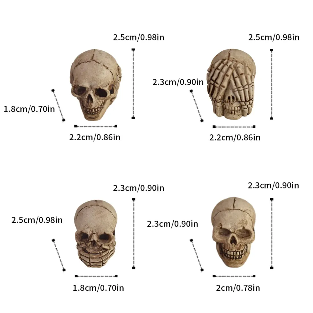 20Pcs Halloween Miniature Skull Set Decorative Atmosphere Ornament