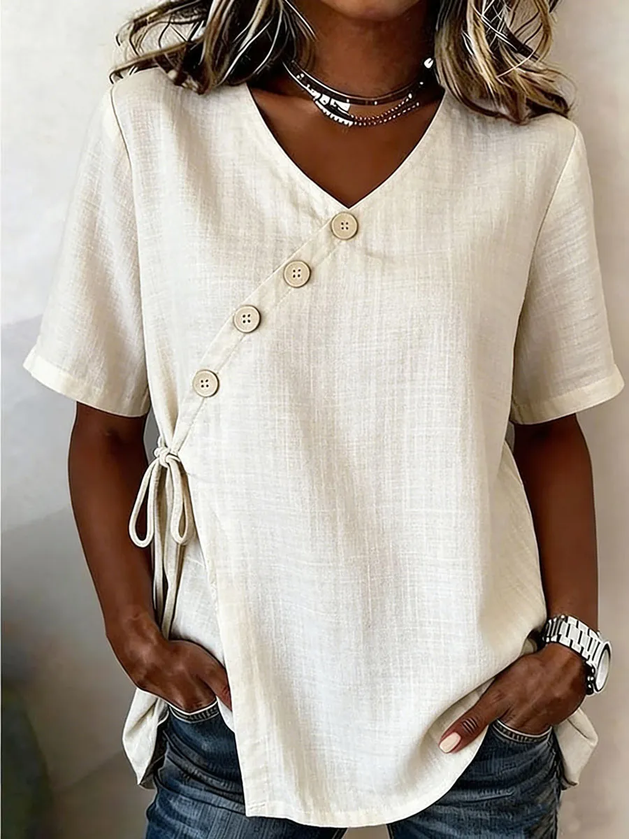 Women's Casual Linen Cotton Top