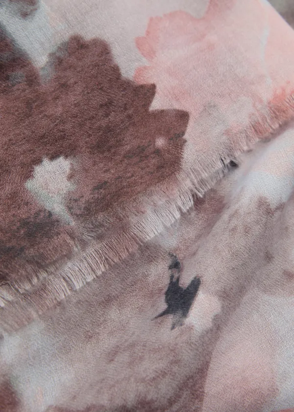 Light Pink Casual Style Floral Print  Scarf