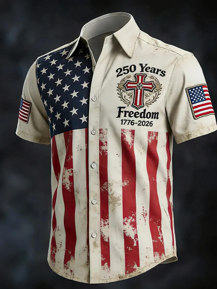 Men's America 250th Anniversary Art Print Casual T-Shirt