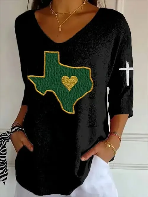 Women's Retro Texas Mystic Strong Print Blouse