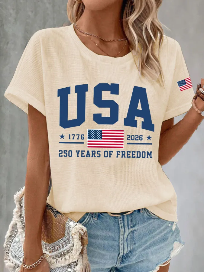 Women'S America Flag Printed Casual T-Shirt