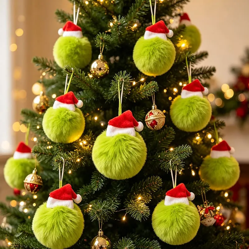 Christmas Hat Pom-Pom Green Monster Elf Party Decoration Pom-Pom