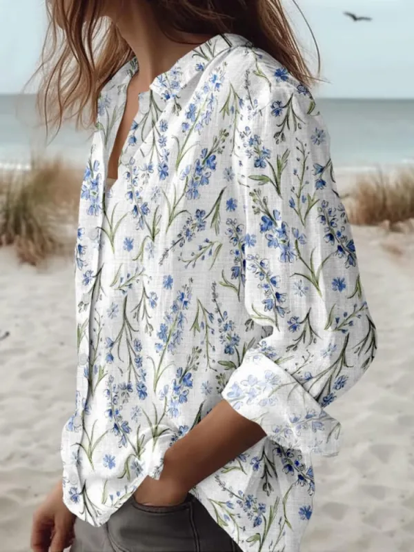 Delicate Blue Flower Shirt