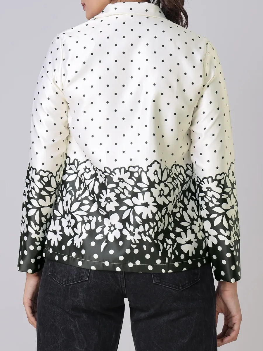 Classic And Fashionable Black And White Polka Dot Women's Jacket