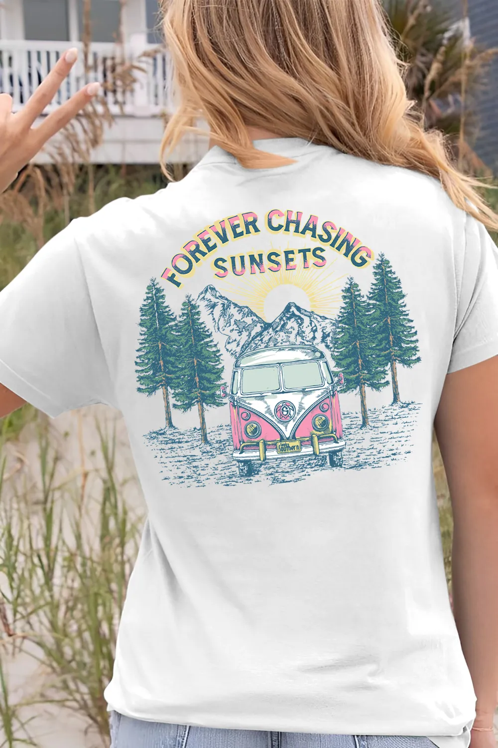 Forever Chasing The Sunset Forest Bus Graphic T-Shirt