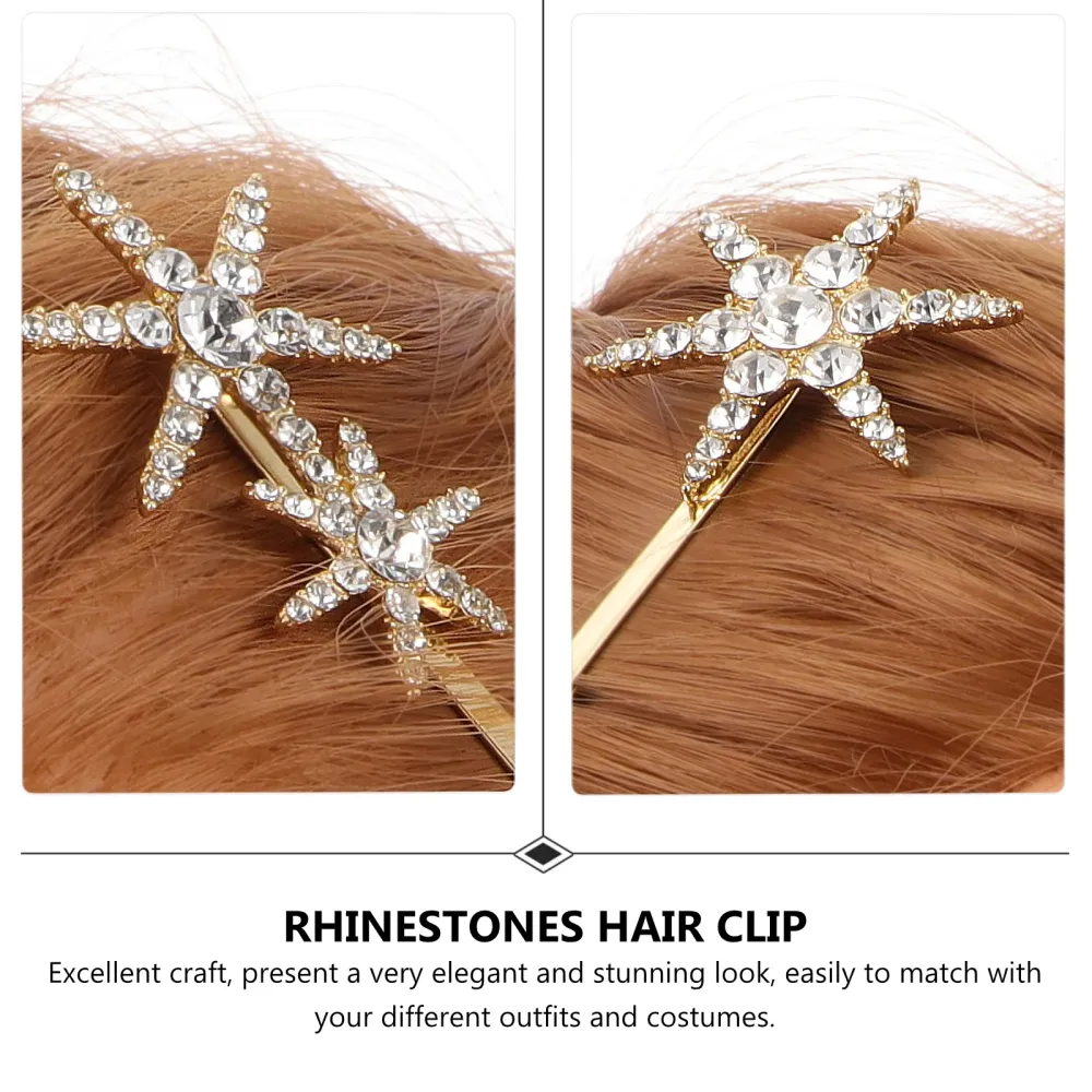 Gold Star-Shaped Fine Diamond Metal Hairpin