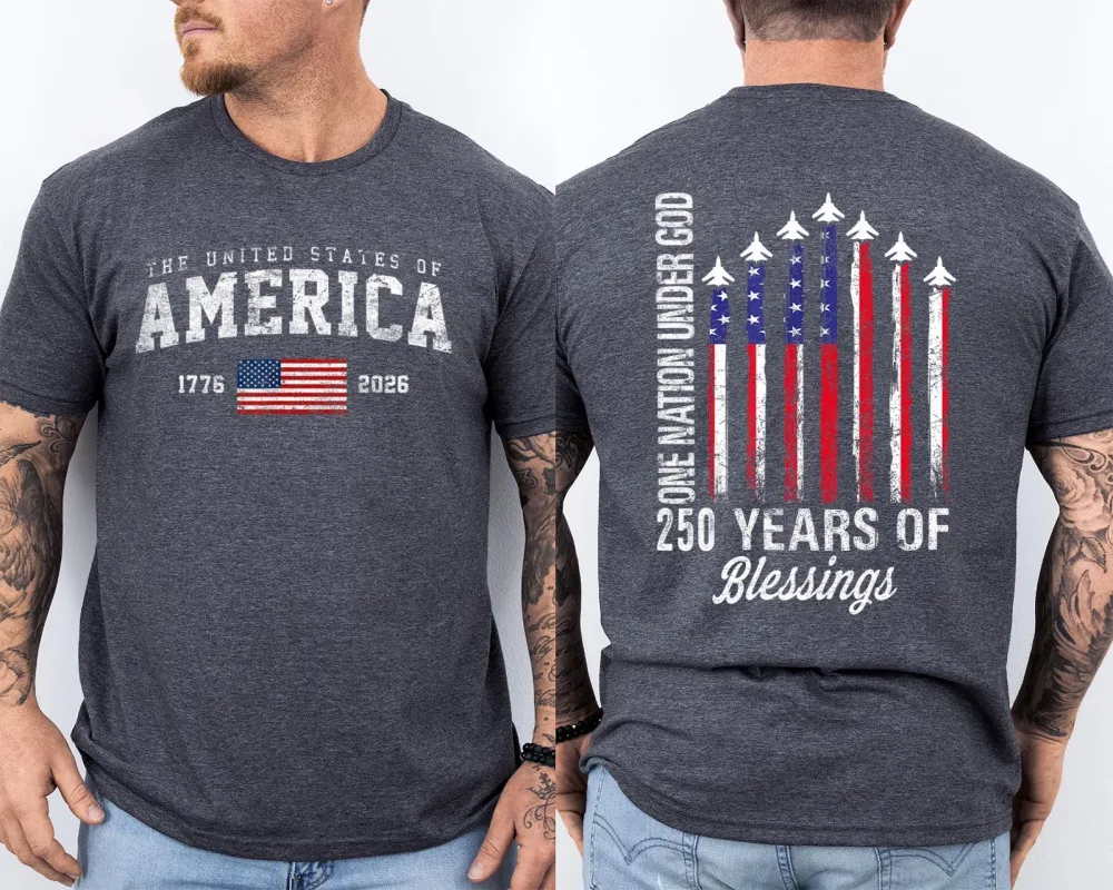 Men'S Casual American 1776-2026 Anniversary Printed Short Sleeved T-Shirt