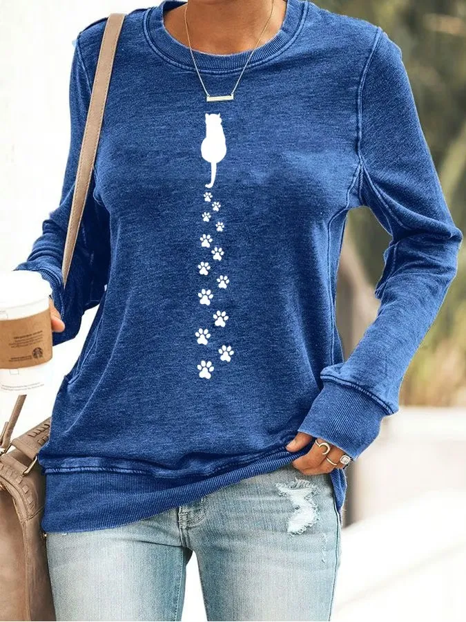 Women's Cat Paw Print Sweatshirt