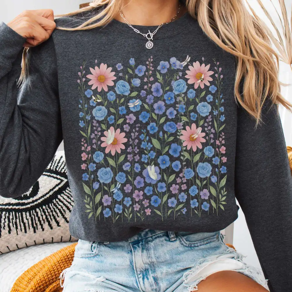 Blue Wildflower Sweatshirt