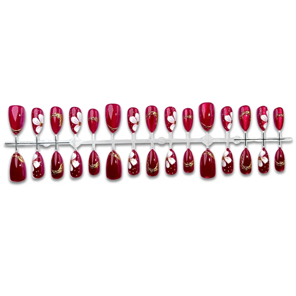 Nailhour 30Pcs Vintage Cat Eye Medium Almond Press On Nails