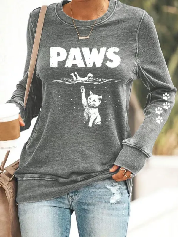Women's Paws Cat Print Sweatshirt