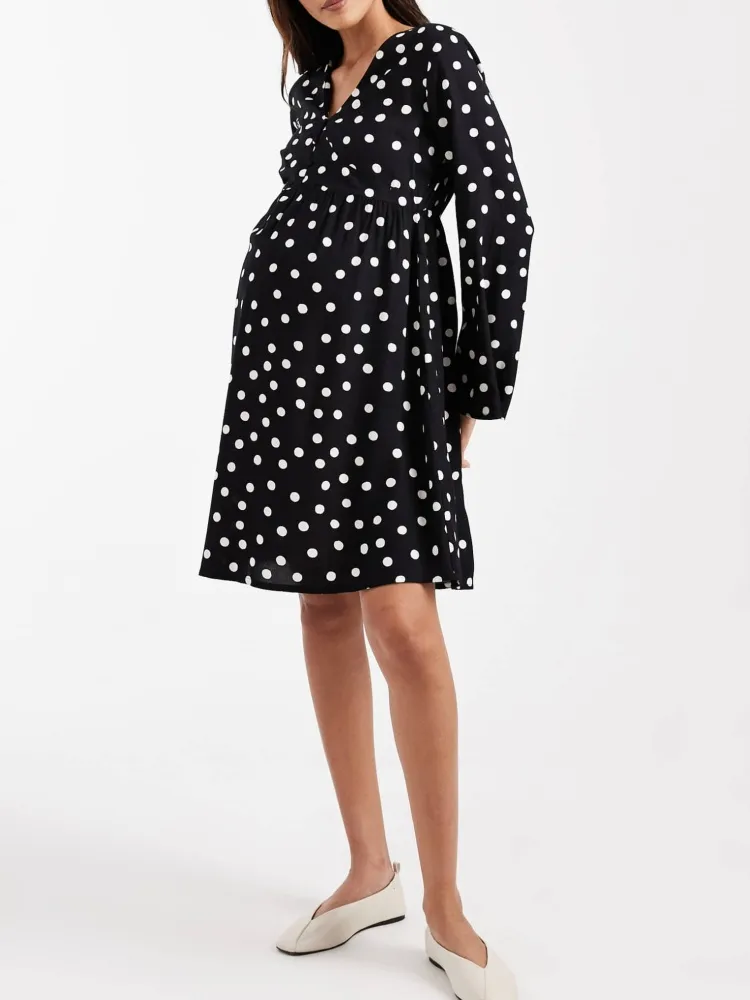 Polka Dot V-Neck Casual Dress