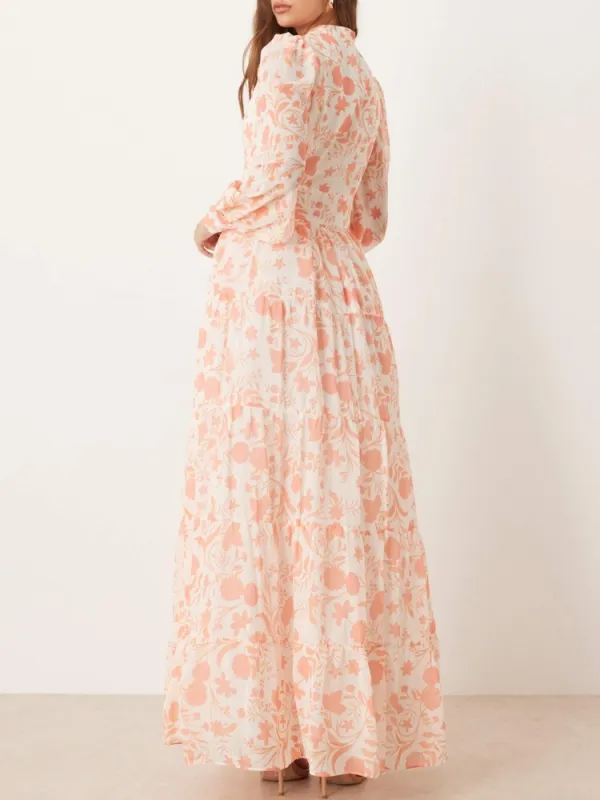 Tiered Floral Long Sleeve Maxi Dress