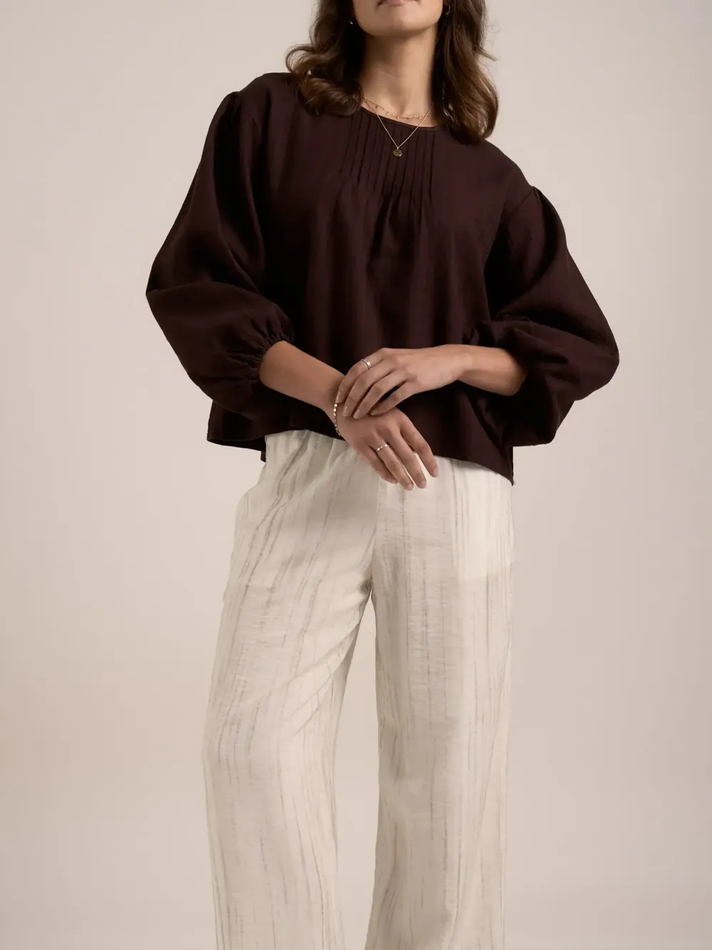 Pleated Linen Top