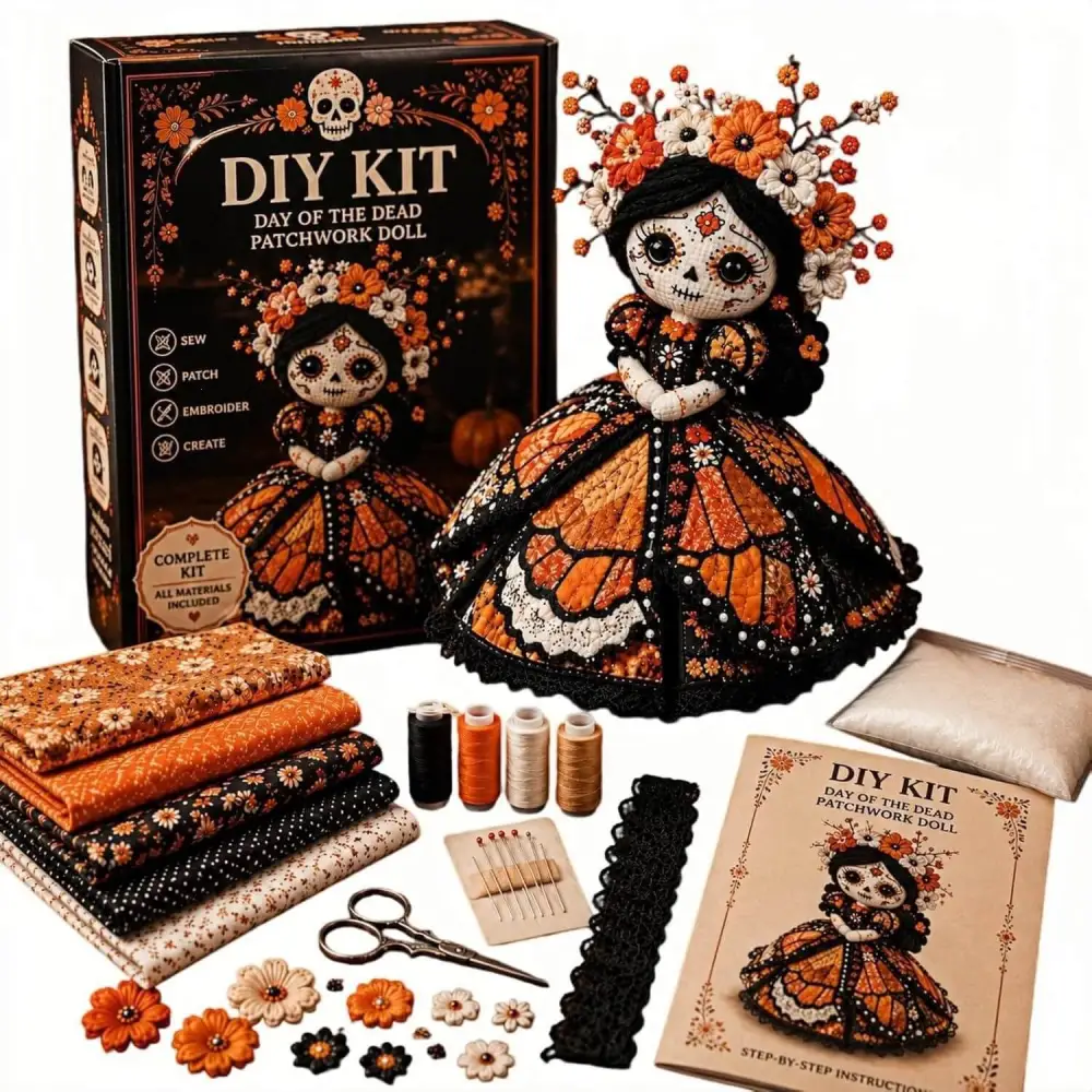 Día de los Muertos Patchwork Doll Crafting Kit🦋