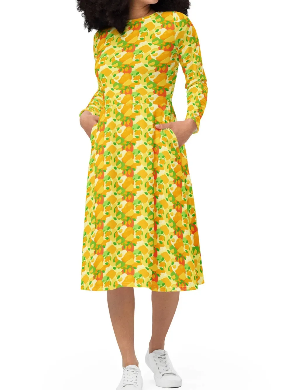 Pocketed Mango Print Dress