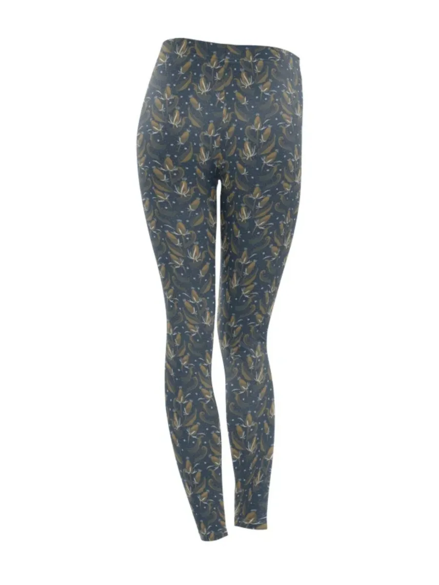 Dark Gold Floral Leggings