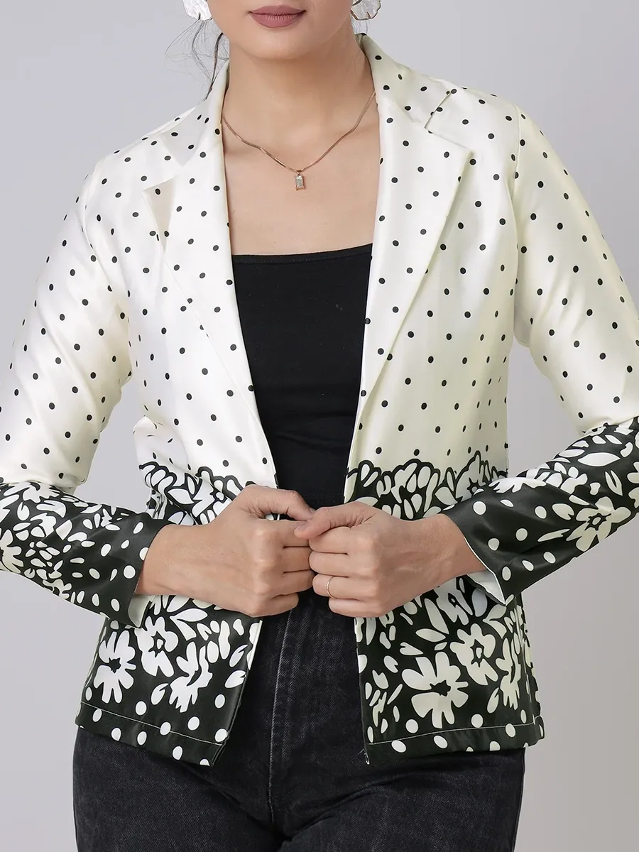 Classic And Fashionable Black And White Polka Dot Women's Jacket