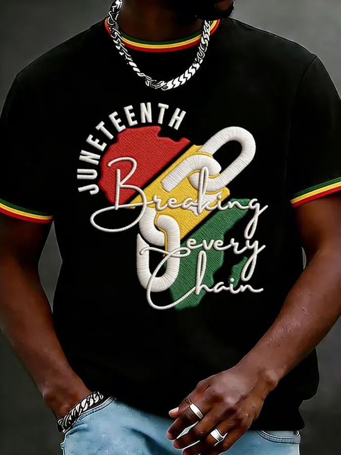 Men's Juneteenth Print Casual T-Shirt