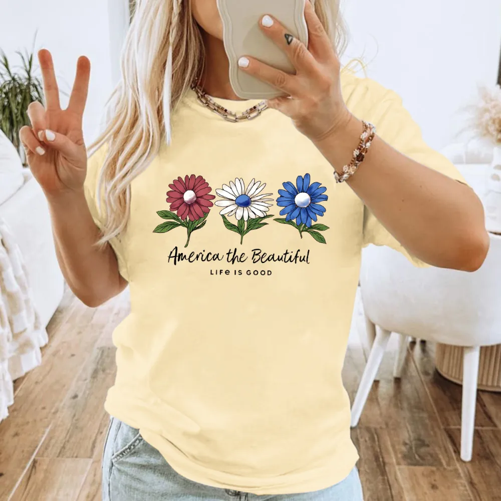 Slogans And Daisy Patterns Casual T-Shirts