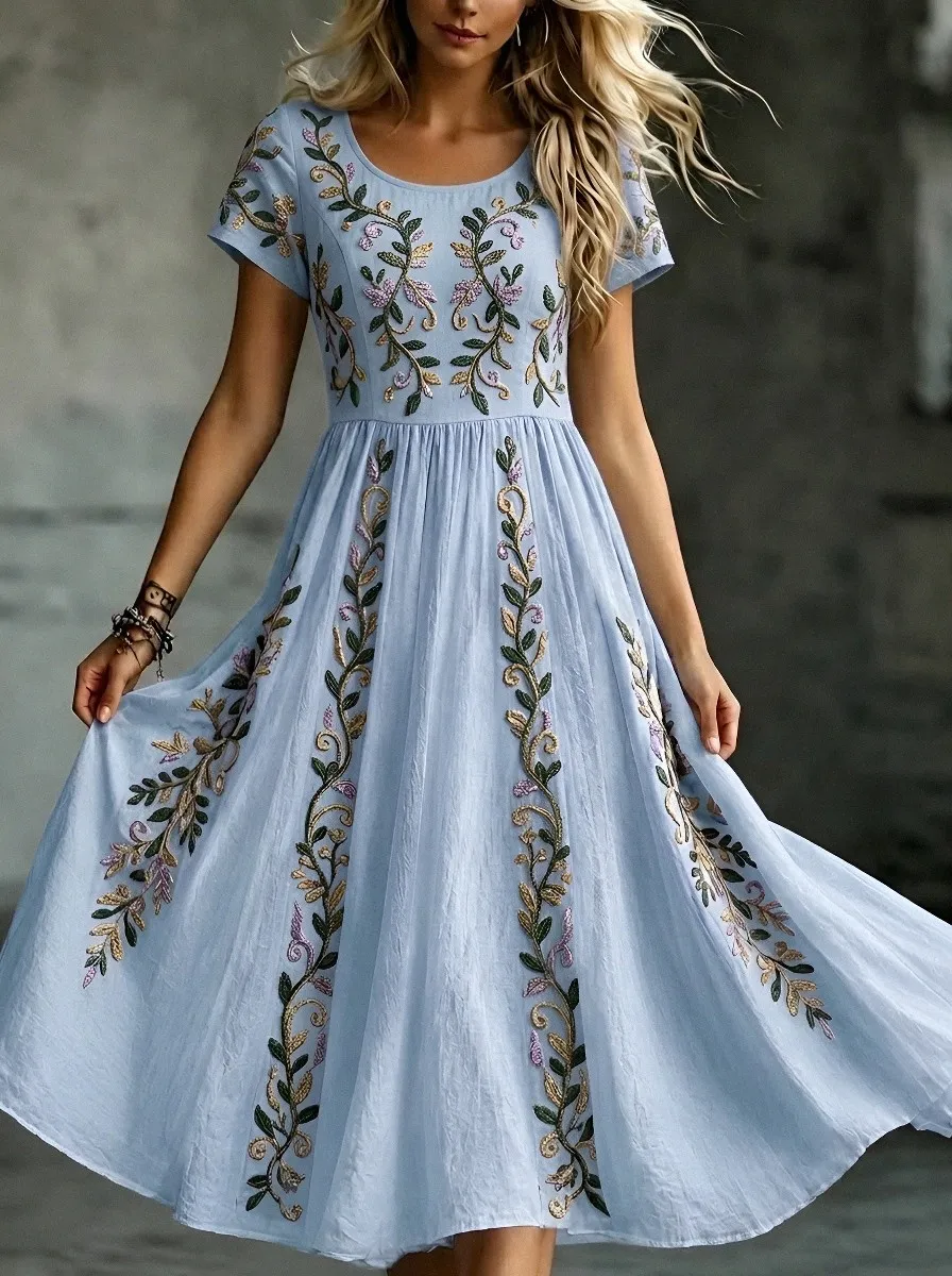 Women's Breast Cancer Awareness Floral Vine Printed Dress