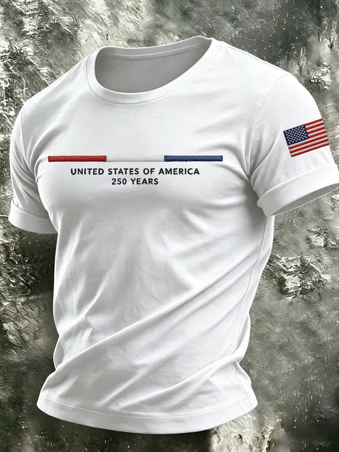 Men's The United States of America Printed Casual T-shirt